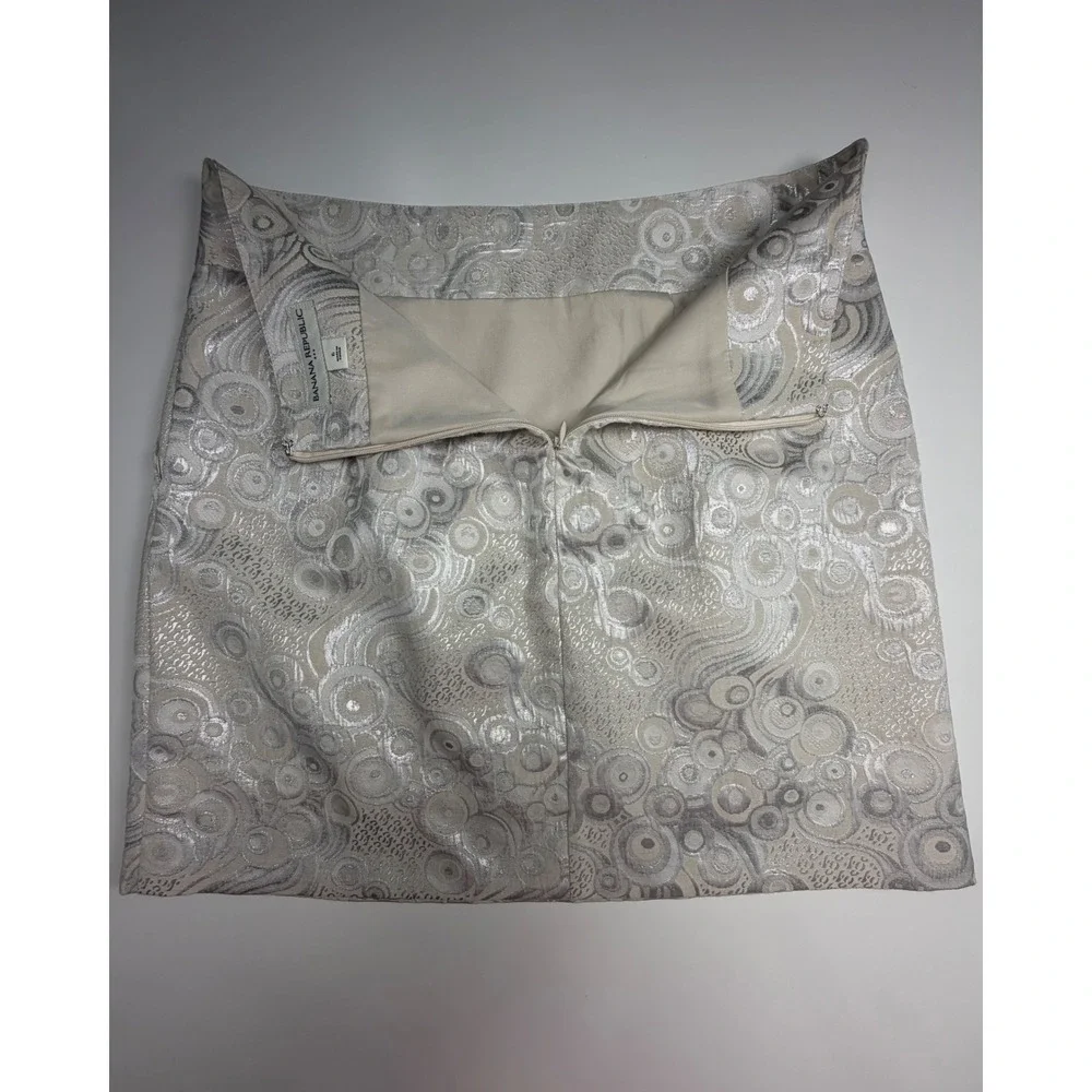 Banana Republic Silver Metallic Jacquard Mini Skirt Swirl Brocade 6 Fall 2011